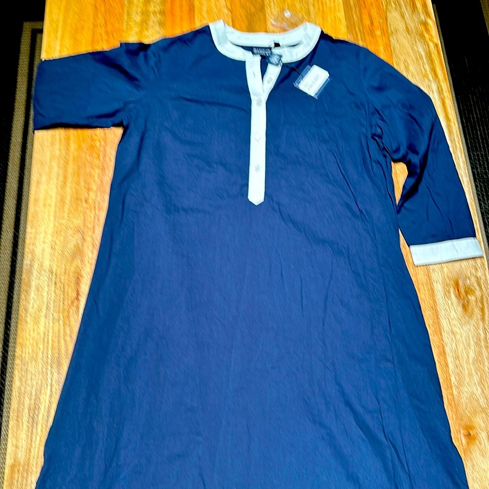 Blue and white dress